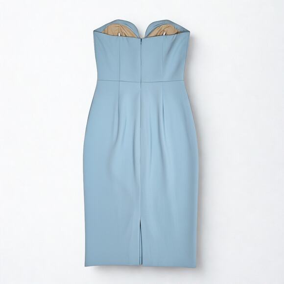 Monique Lhuillier Powder Blue Strapless Midi Dress - Picture 6 of 9